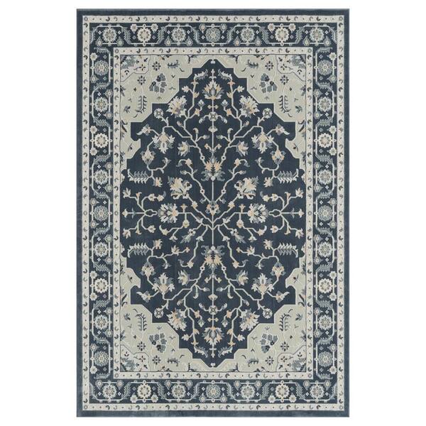 Twilight Fl Polyester Area Rug, Cream Gray And Blue Area Rugs