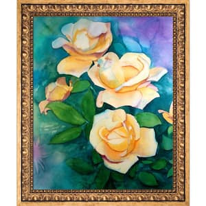 20 in. x 24 in. "Yellow Roses with Versailles Gold Frame" by Lynne Atwood Framed Canvas Wall Art