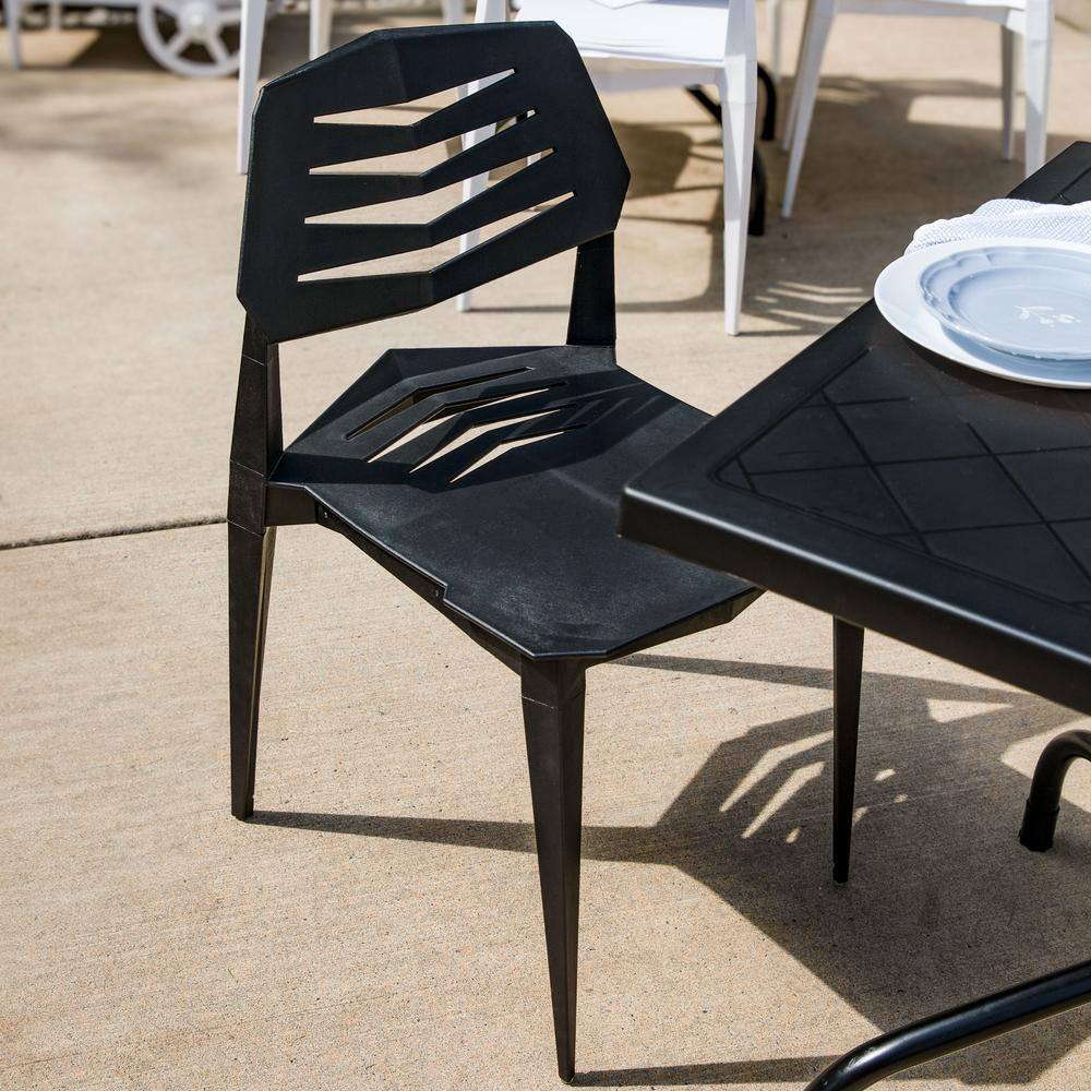 Matisse Black Polypropylene Armless Dining Chairs Set of 4