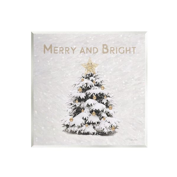 Stupell Industries Merry and Bright Scene by Lori Deiter 1-Piece Unframed Graphic Print Typography Poster Art Print 12 in. x 12 in.