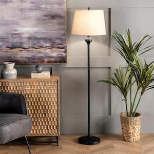 Barker 61 in. Black Metal Contemporary Floor Lamp with Shade