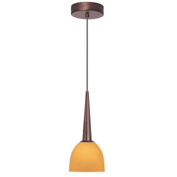 Radionic Hi Tech Industrial Chic 1-Light Oil Brushed Bronze Pendant with Amber Glass