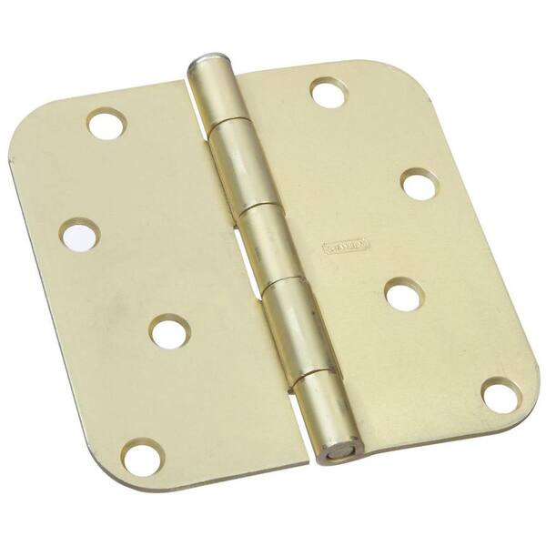 Stanley-National Hardware 4 in. x 4 in. 5/8 in. Radius Satin Brass Residential Hinge