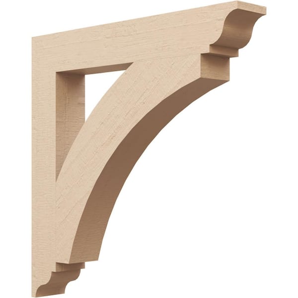 Ekena Millwork 3.5 in. x 24 in. x 24 in. Thorton Traditional Rough Cedar Woodgrain Timberthane Polyurethane Bracket, Primed Tan