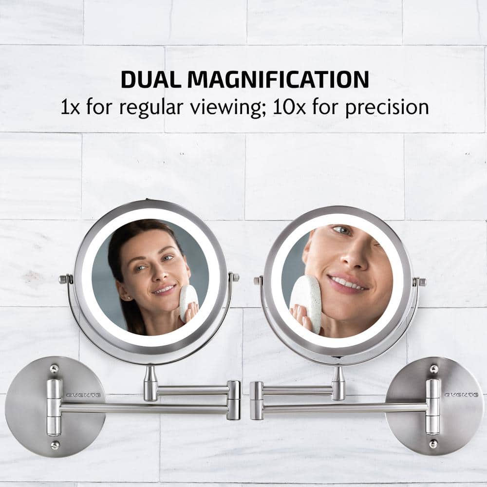 Nickel Brushed 11.6" Wall Mounted LED Magnifying Mirror