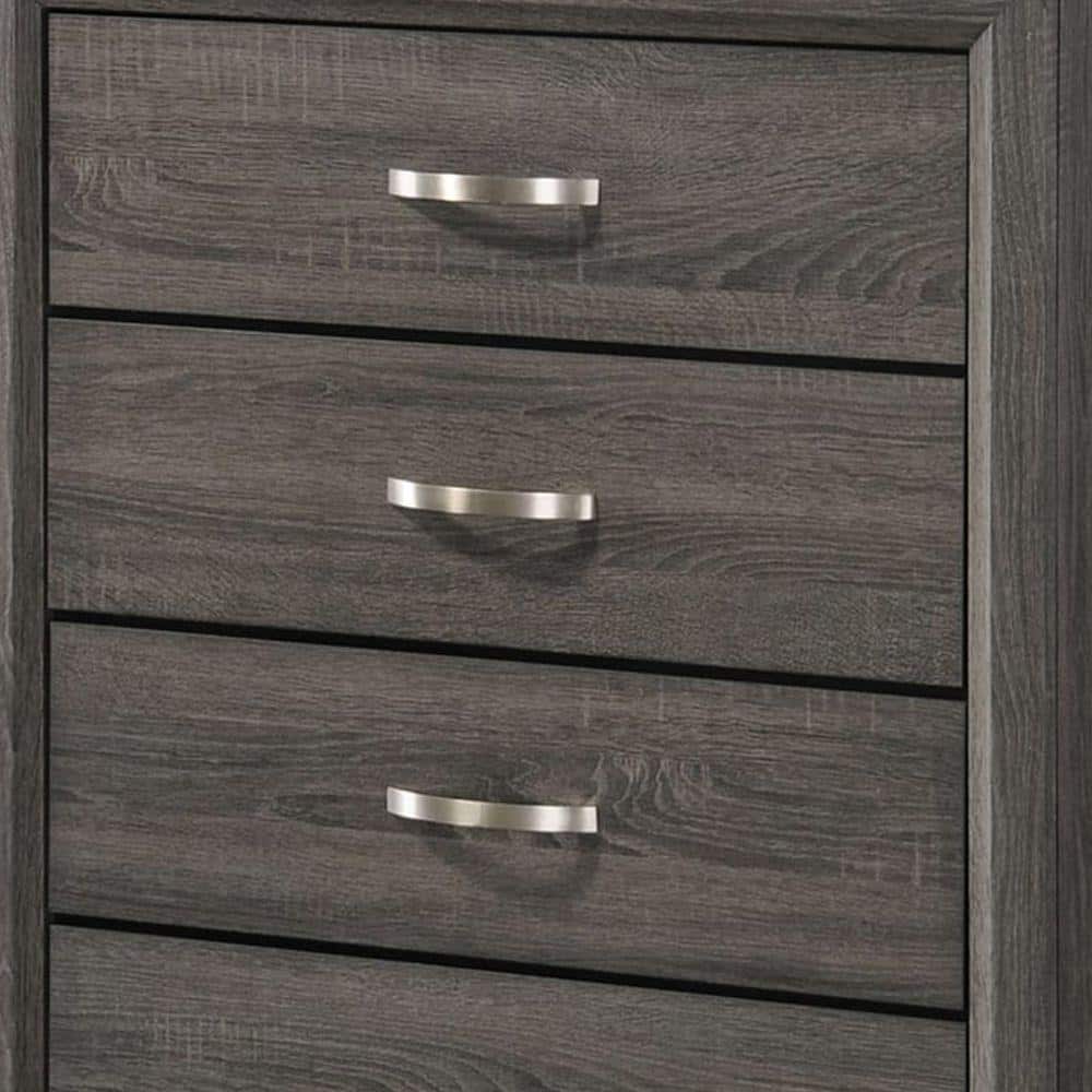 Gray 5-Drawer Transitional Chest with Chamfered Feet