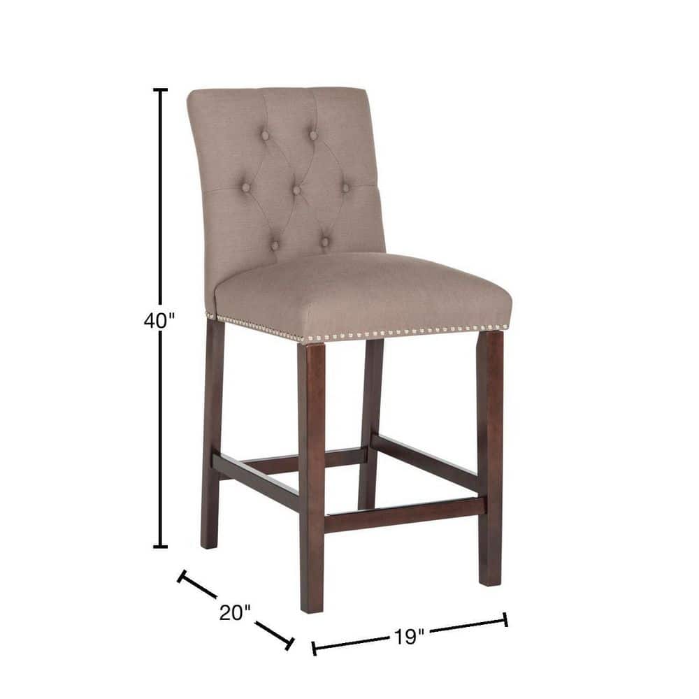 Norah Dark Taupe and Espresso Wood Metal Counter Stools (Set of 2)