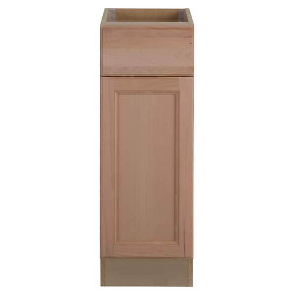 Hampton Bay Easthaven Shaker Assembled 12x34.5x24 in. Frameless Base Cabinet with Drawer in Unfinished Beech