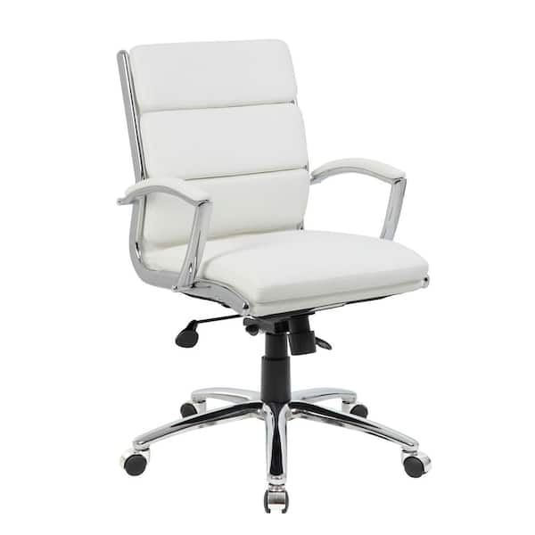 Tall White Faux Leather Executive Chair, White Faux Leather Desk Chair