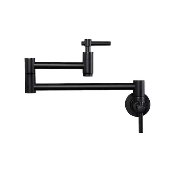 AVITAS 1.8 GPM Wall Mounted Solid Brass Pot Filler with 2 Handles in Matte Black