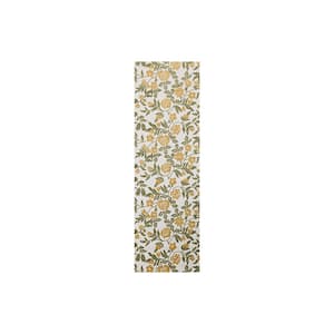 Veranda Ivory/Gold 3 ft. x 8 ft. (2 ft. 6 in. x 8 ft.) Floral Transitional Runner