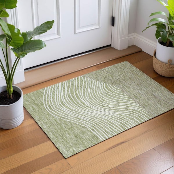 Chantille Machine Washable Indoor/Outdoor Abstract ACN2350 Aloe 2 ft. x 3 ft. Accent Rug