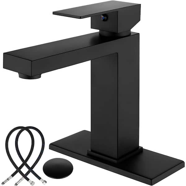 Unbranded single Handle Vessel Sink Faucet with Drain Kit Included and Cover Plate Stainless Steel in Matte Black