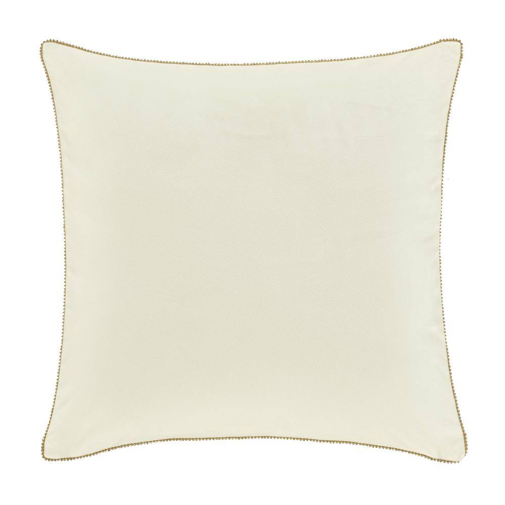 Nicolas Winter White Polyester 18 in. Square Embellished Decorative Throw P