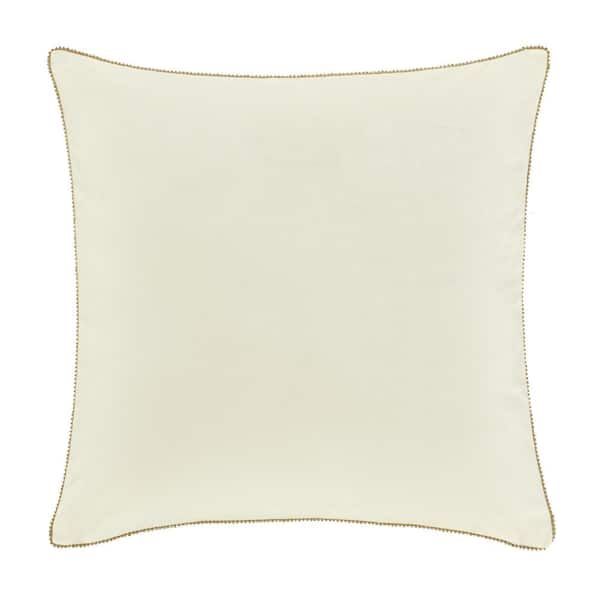 Unbranded Nicolas Winter White Polyester 18 in. Square Embellished Decorative Throw Pillow 18 x 18 in.