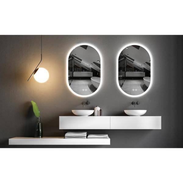 Dimakai 16 In W X 24 In H Frameless Oval Led Smart Bathroom Vanity Mirror Lc G 2416 O The Home Depot
