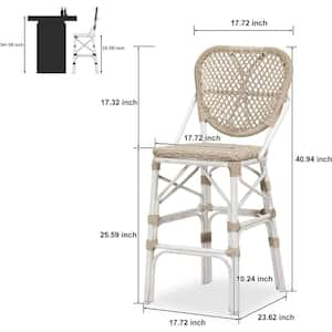 Modern Aluminum PE Rattan Counter Height Outdoor Bar Stool with Back for Pool Garden Kitchen Island (2-Pack)