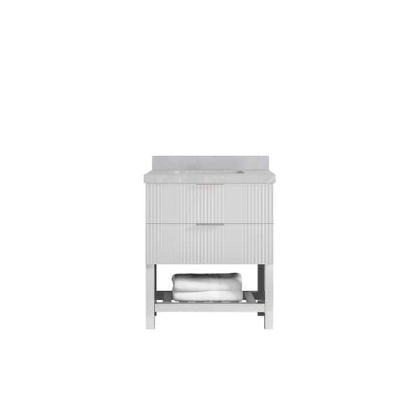 Willow Collections Catalina 30 in. W x 22 in. D x 36 in. H Single Sink Bath Vanity in White with 2 in. Pearl Gray qt. Top