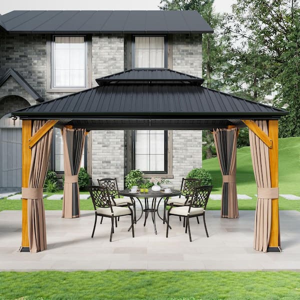 Clihome 12 ft. x 14 ft. Cedar Wood Frame Hardtop Gazebo with