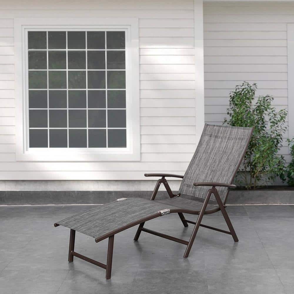 Black and Gray Adjustable Aluminum Outdoor Chaise Lounge