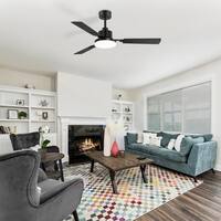 Breezary Larrisa 52 in. Indoor Black Ceiling Fan with Integrated LED Light with Remote Control Included 32029-BK