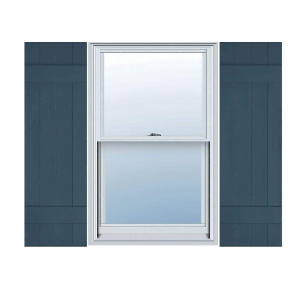 Classic Blue Vinyl Board and Batten Shutters, 14" x 47"