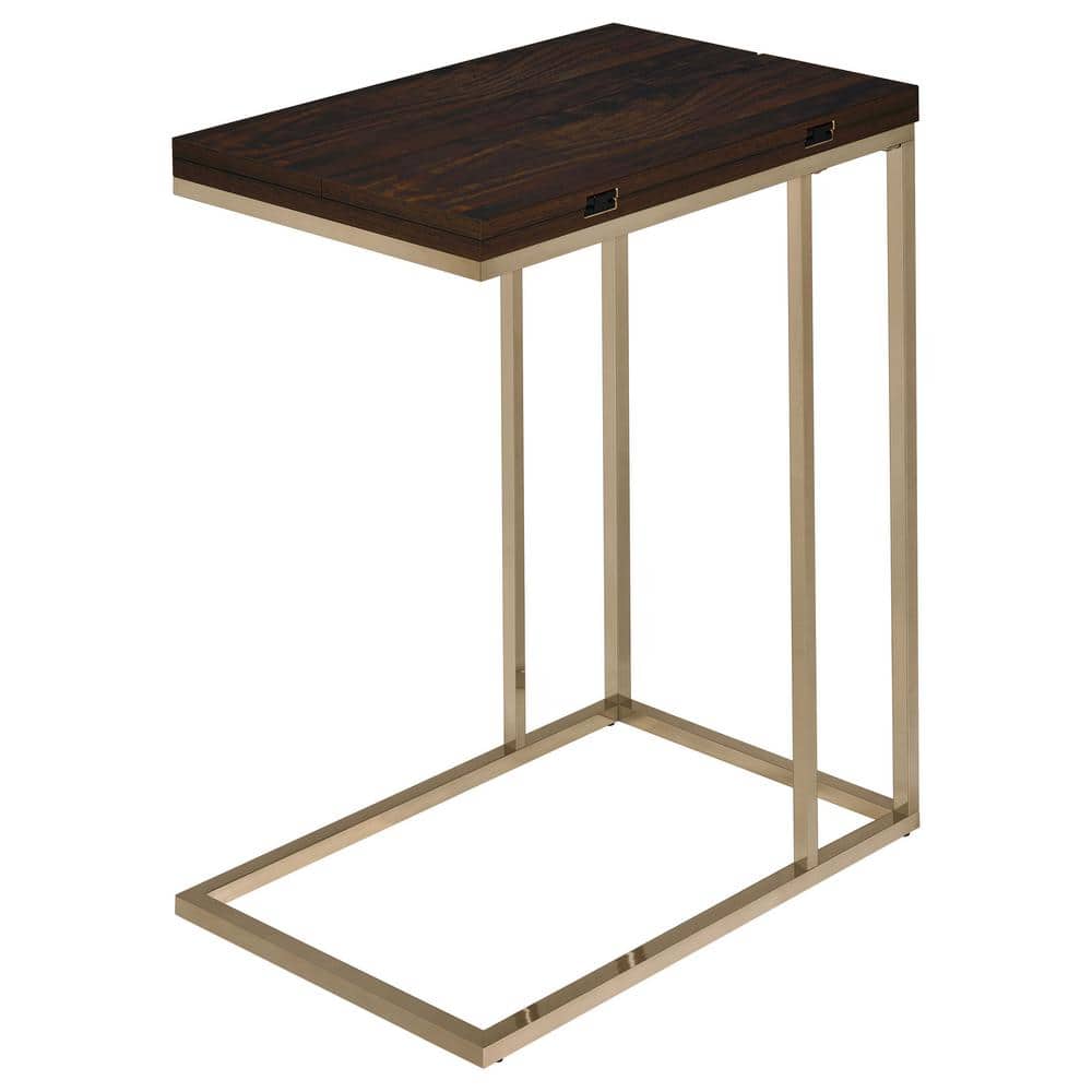 Brown Wood and Chrome Expandable Snack Table