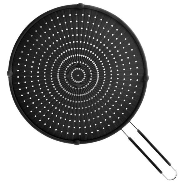 Black Silicone 16 in. x 12 in. x 0.5 in. Splatter Screen for Frying Pan Grease Heat-Resistant Splatter Guards for Frying