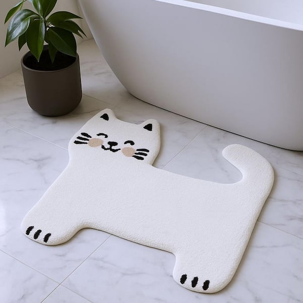 2 ft. x 3 ft. Black And White Kitty Cat Youthful Washable Area Rug