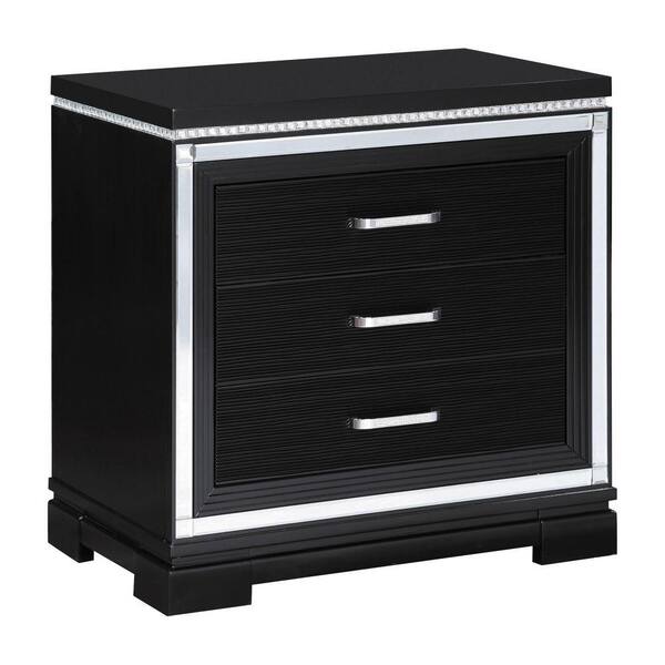Benjara 28.25 in. 2Drawer Black Wooden Nightstand BM296737 The Home