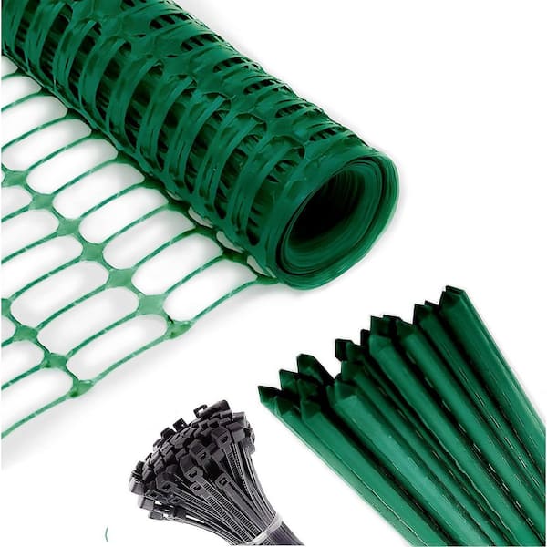 3.75 x 100 ft. fence with 25 4 ft. stakes, extra strength mesh snow fence