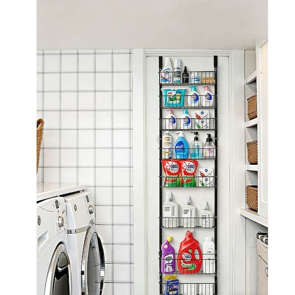 Over the Door Pantry Organizer Heavy Duty Hanging Storage Shelves in Black