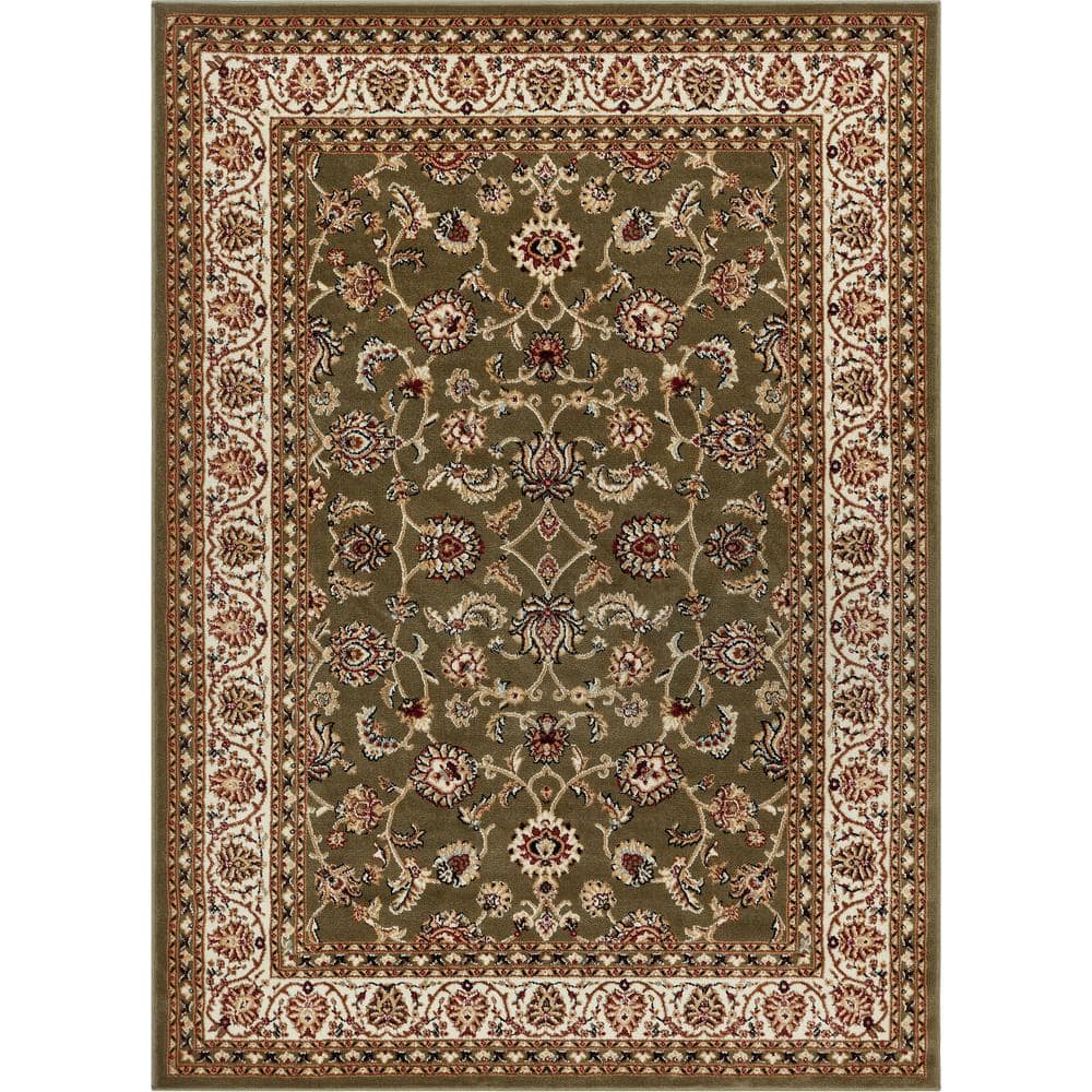 Well Woven Barclay Sarouk Green 4 Ft. X 5 Ft. Traditional Floral Area 