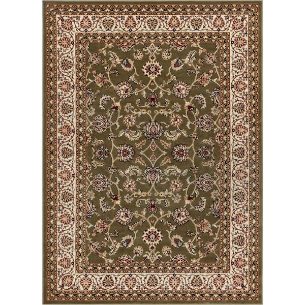 Well Woven Barclay Sarouk Green 4 ft. x 5 ft. Traditional Floral Area Rug