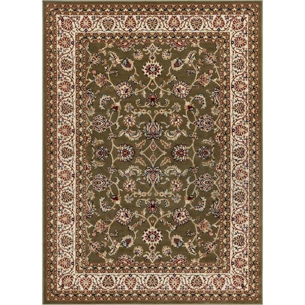 Barclay Sarouk Green 5 ft. x 7 ft. Traditional Floral Area Rug