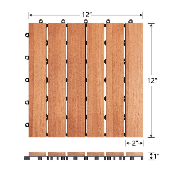 prilinex 12 in. x 12 in. x 1 in. Solid Acacia Wood Interlocking Patio Deck Tiles for Indoor and Outdoor (27-Pieces)
