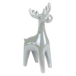 7 in. Gray Ceramic Reindeer Christmas Figure