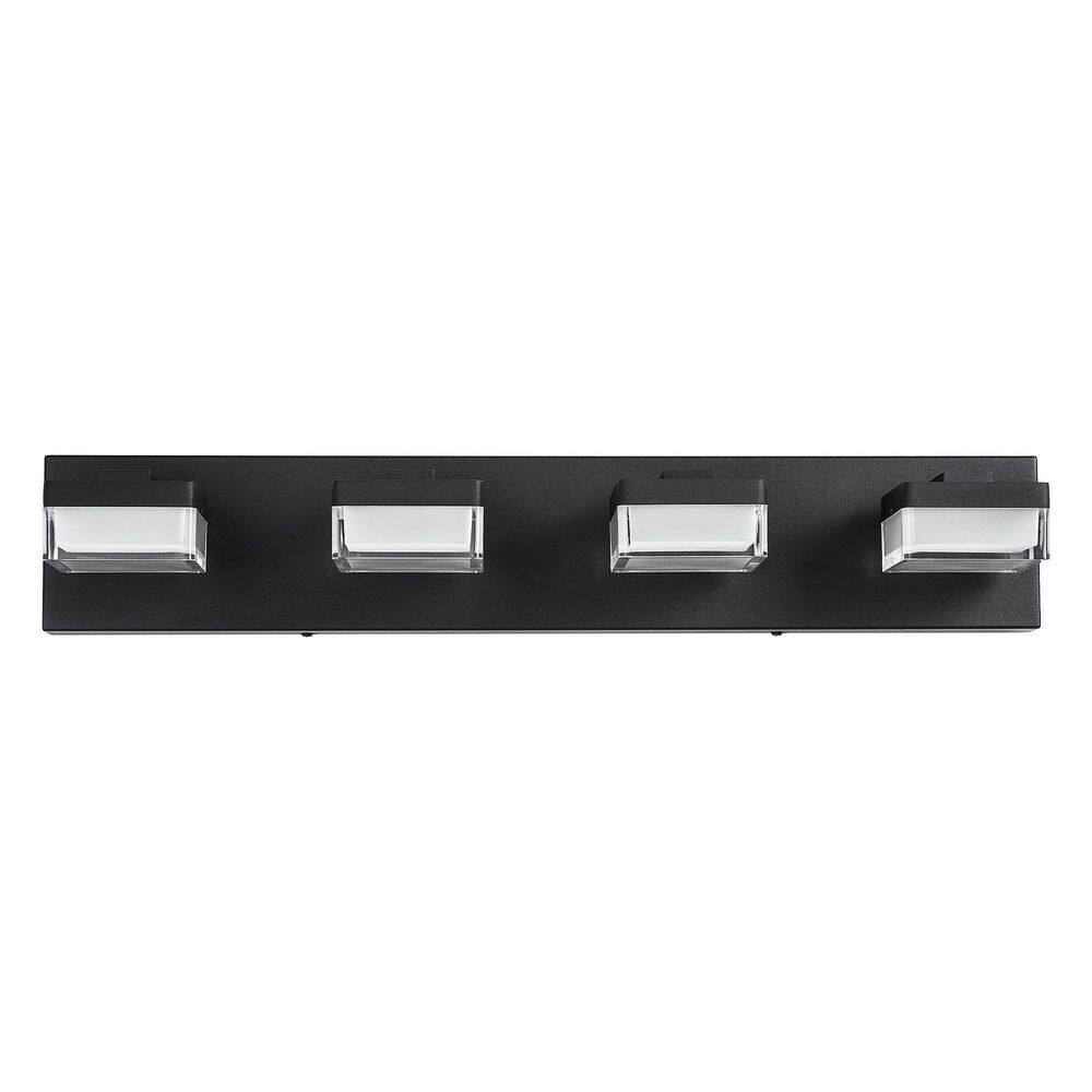 25 in. 4-Light Black Modern Dimmable LED Vanity Light with Acrylic Shade price history on PriceWatchPro