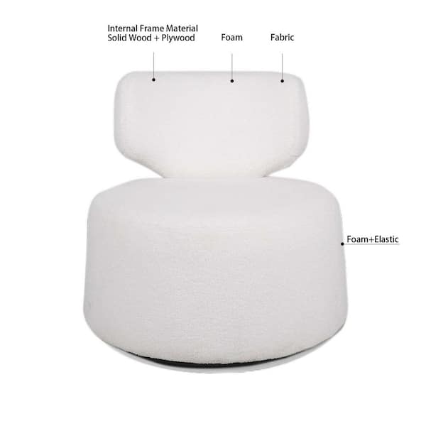 April 33.9 Seat Wide Teddy Upholstered Round Swivel Backrest