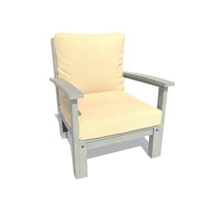 Bespoke Weathered Acorn Recycled Plastic Outdoor Deep Seating Lounge Chair with Driftwood Cushion