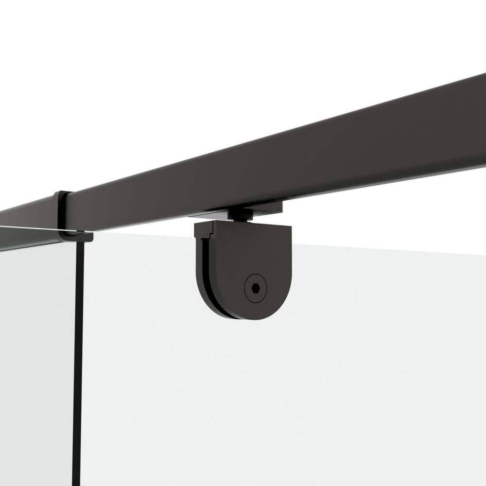 Black Framed Pivot Shower Door with Clear Glass