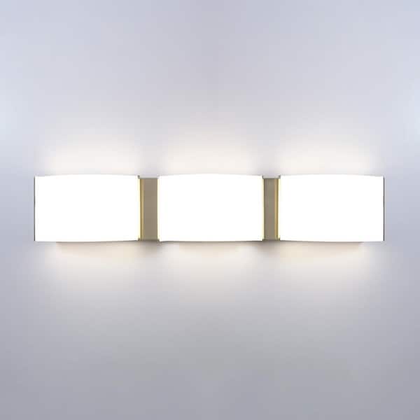 23 in. 3-Light Brushed Nickel Integrated LED Bathroom Decorative Vanity Light With Frosted Shade