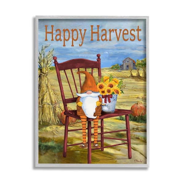 Stupell Industries Happy Harvest Country Gnome by Paul Brent 1 Piece Framed Graphic Print Nature Poster Art Print 14 in. x 11 in.
