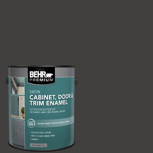 BEHR PREMIUM 1 gal. #N510-7 Blackout Satin Enamel Interior/Exterior Cabinet, Door & Trim Paint