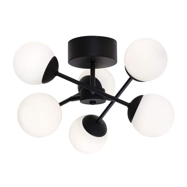 Pearl 16 in. 5-Light Black LED Semi-Flush Mount
