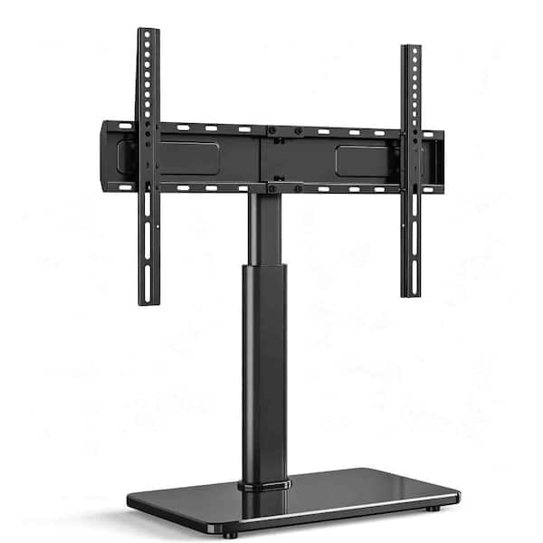Tabletop TV Stand with Adjustable Height, Swivel & Tilt Mount, Tempered Glass Base for 32–75 Inch TVs