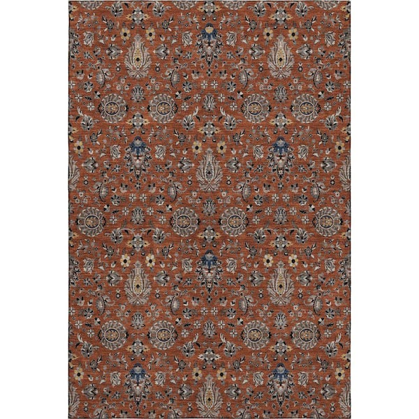 Mayfield Premium Machine Washable Abstract AMF2192 Paprika 3 ft. x 4 ft. Area Rug