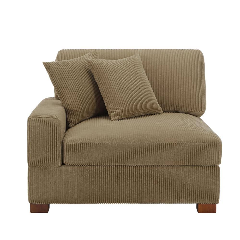 Uixe Modern Left Arm Facing Camel Corduroy Fabric Sectional Corner