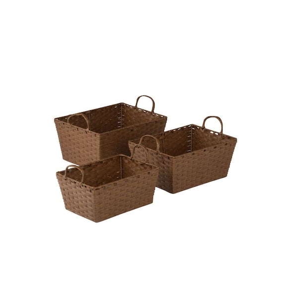 Honey-Can-Do 8.6 in. - 11 in. x 6 in. - 7 in. Brown Paper Rope Basket Set (3-Piece)