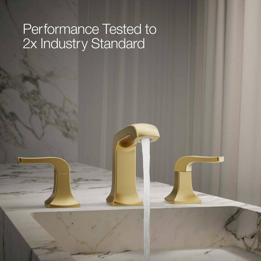 Rubicon 8 in. Widespread Double Handle Bathroom Faucet in Vibrant Brushed Brass